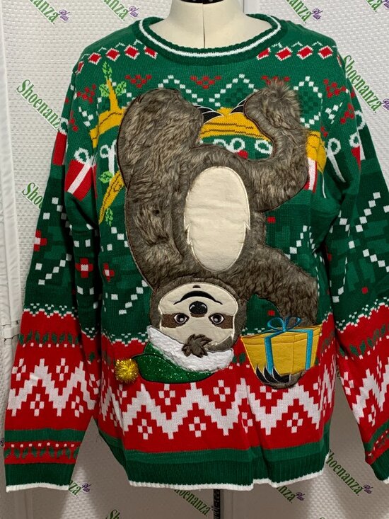 Jolly Sweaters Other - Ugly Christmas Sweater Hanging Sloth Santa Hat Present Snowflake MENS Womens 3XL